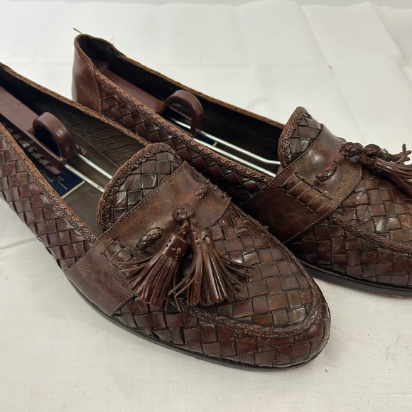 Bragano Cole Haan Men's Made in Italy Tassel Loafers Woven Leather Slip on Shoes - Picture 9 of 11
